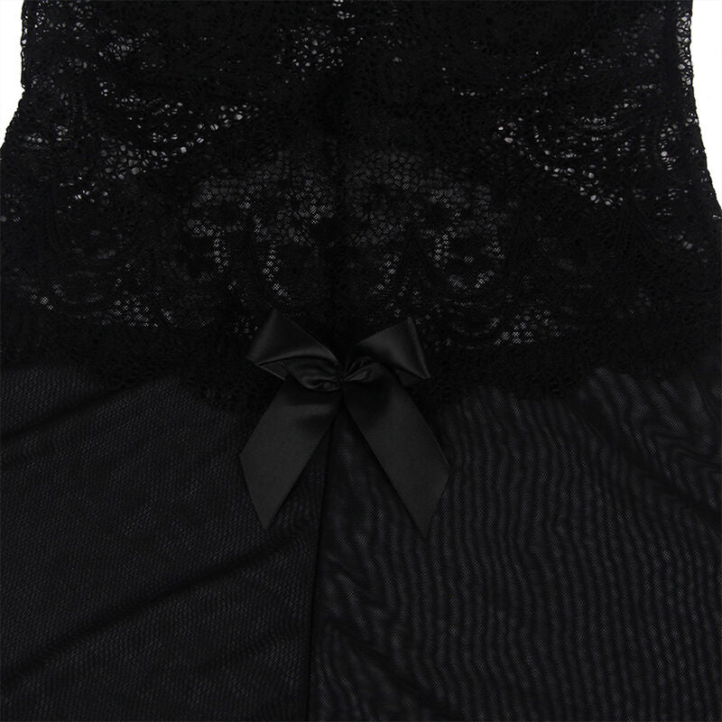 Babydoll aus Tüll mit Details, umhüllt und schwarz, S/M