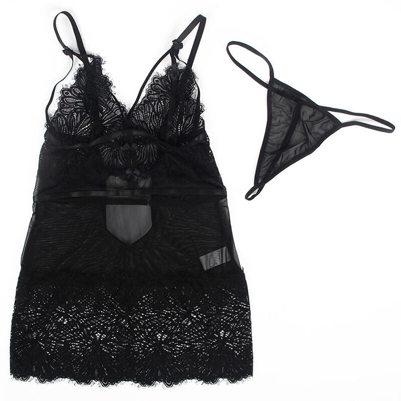 Babydoll mit verstellbaren Trägern zum Halten schwarz s/m
