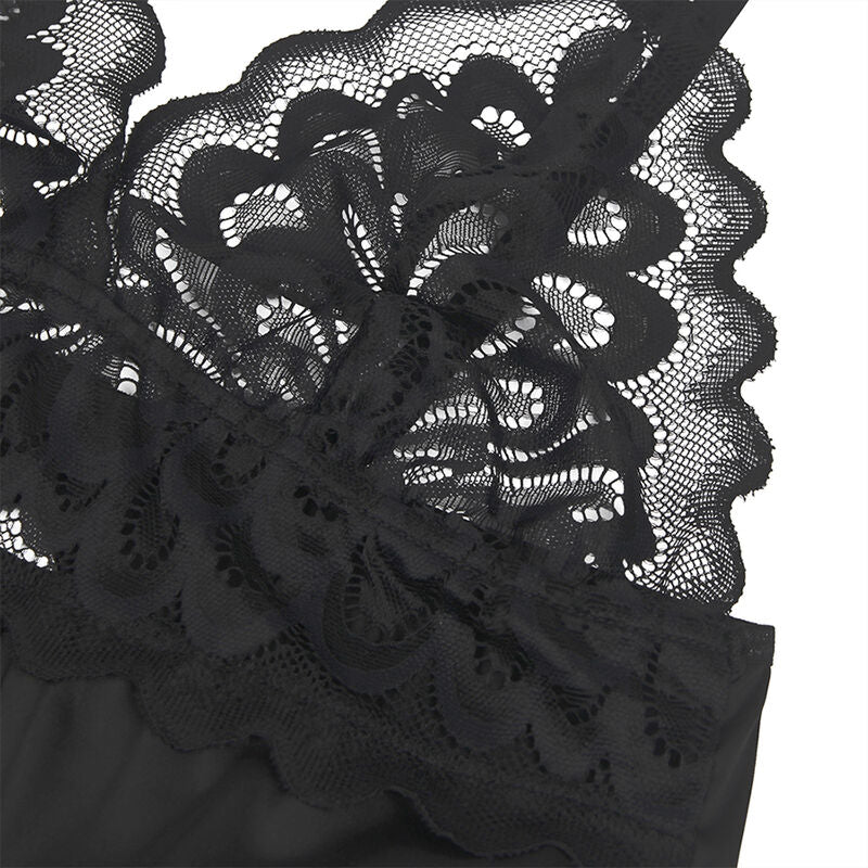 Babydoll mit Blumendruck Pecho Negro S/M