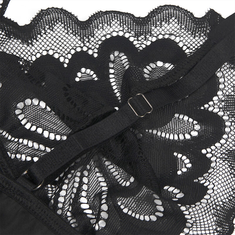 Babydoll mit Blumendruck Pecho Negro S/M