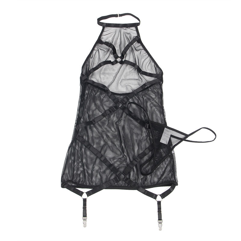 Transparentes Cuello-Neckholder-Kleid in Schwarz, S/M