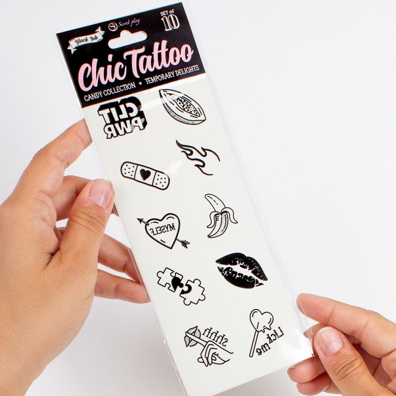 Set mit 10 temporären Tattoos aus der Süßigkeitenkollektion