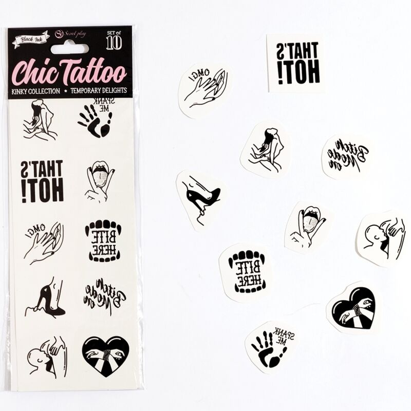 10er-Set temporäre Tattoos aus der Kinky Collection