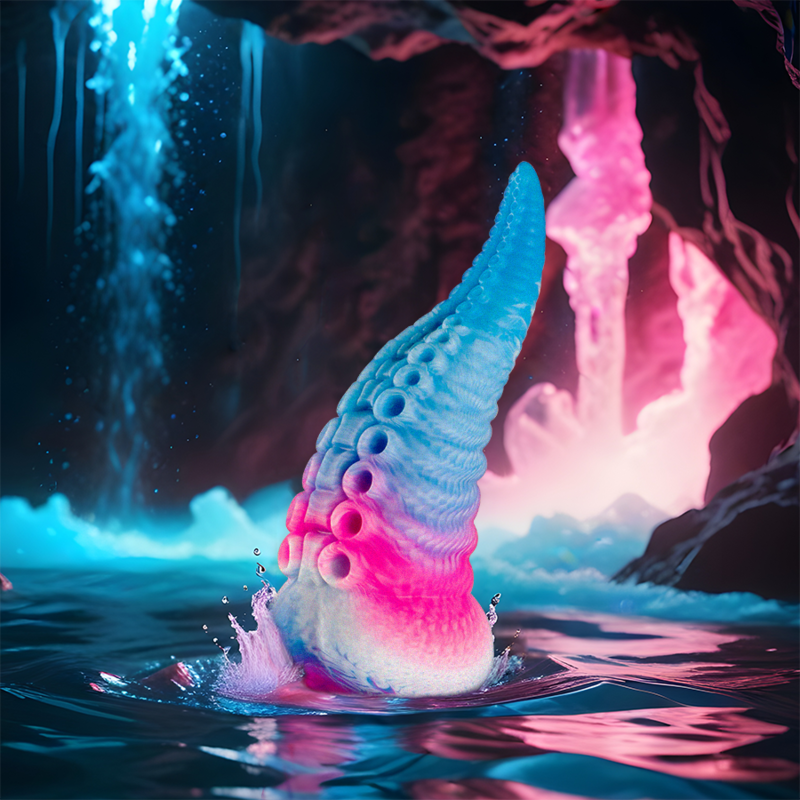 Großer Phorcys-Dildo mit blauem Tentakel
