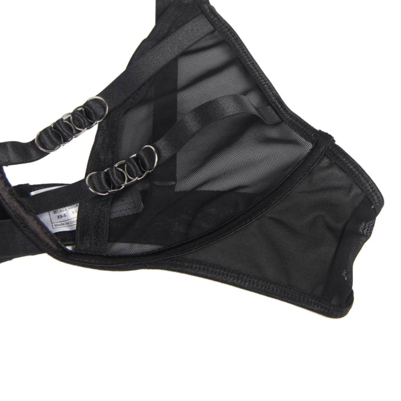 Zweiteiliges Set aus transparentem BH und S/M-Bändern