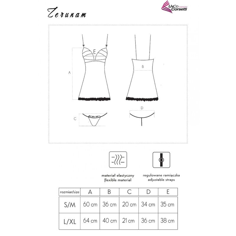Zerunam-Set Babydoll + schwarzer Tanga