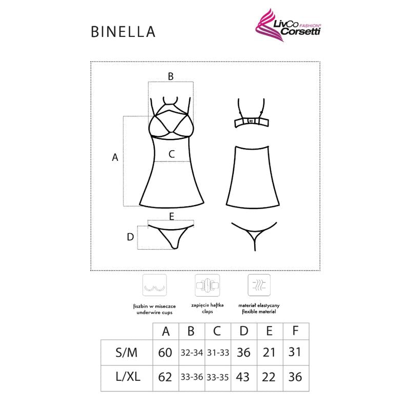 Binella-Set Babydoll + schwarzer Tanga