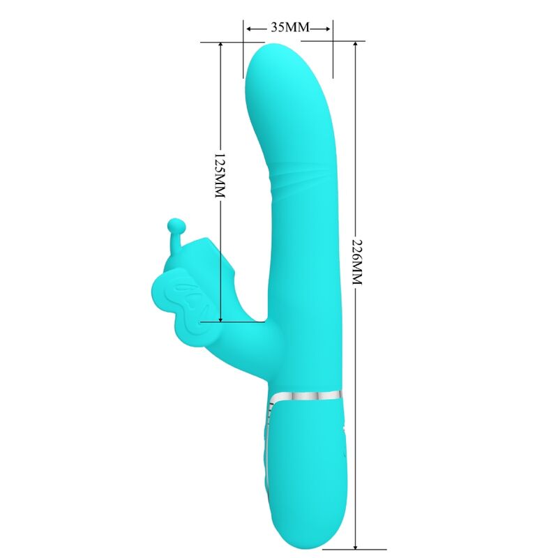 4-in-1 Multifunktions-Rabbit-Vibrator, Aqua Green Butterfly
