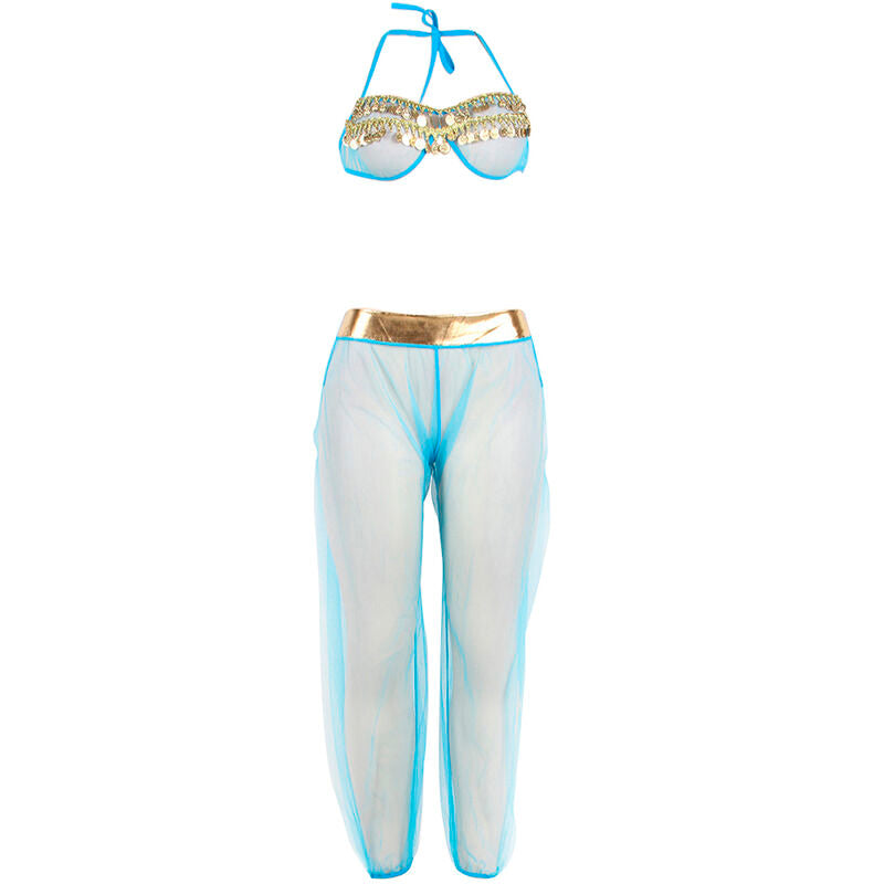 Lenceria-Set im indischen Stil, blau, S/M