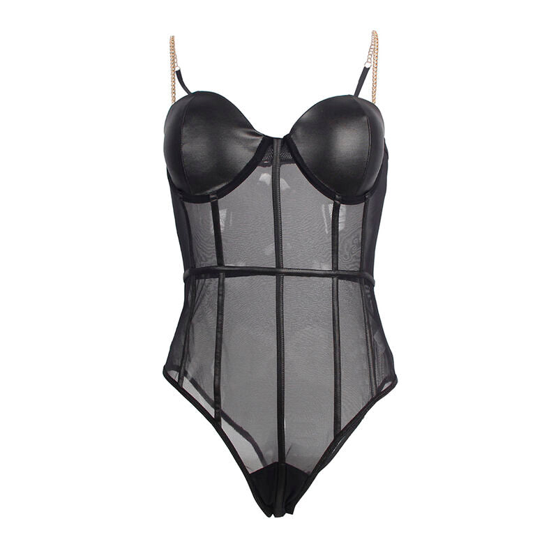 Body mit Kettendetail, schwarz, s/m