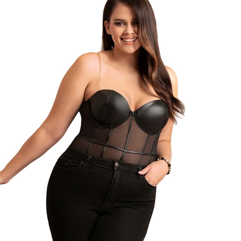 Body mit Kettendetail, schwarz, s/m