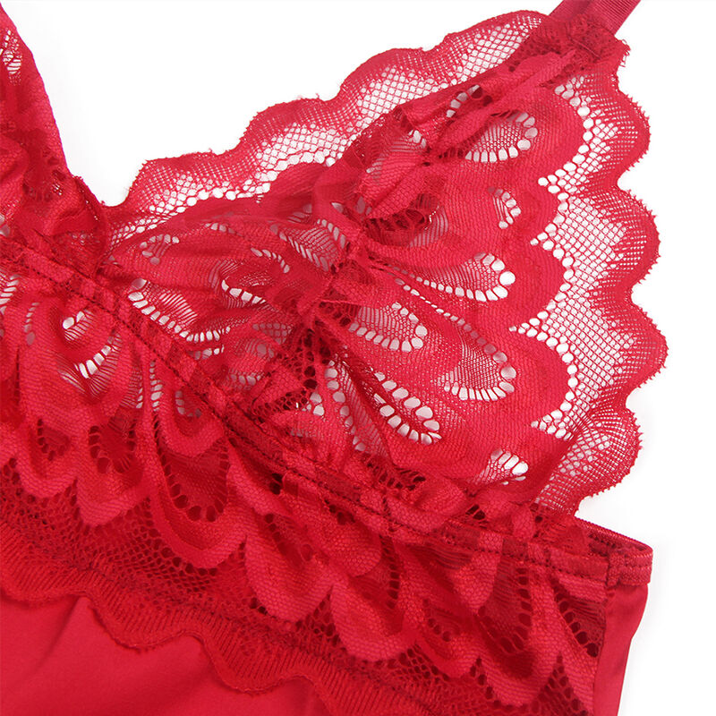 Babydoll aus Satin mit Umschlägen, rot, S/M