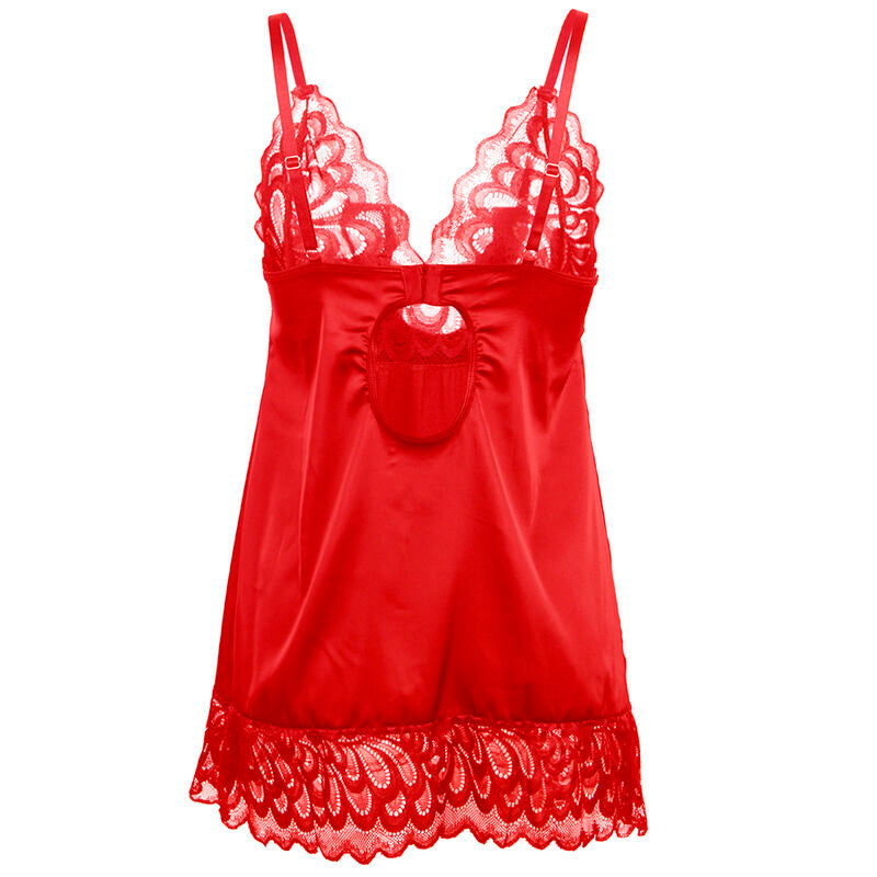 Babydoll aus Satin mit Umschlägen, rot, S/M