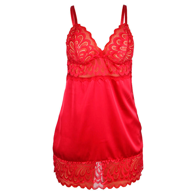 Babydoll aus Satin mit Umschlägen, rot, S/M