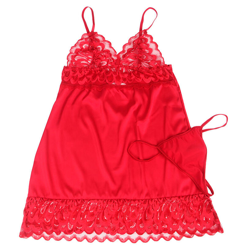 Babydoll aus Satin mit Umschlägen, rot, S/M