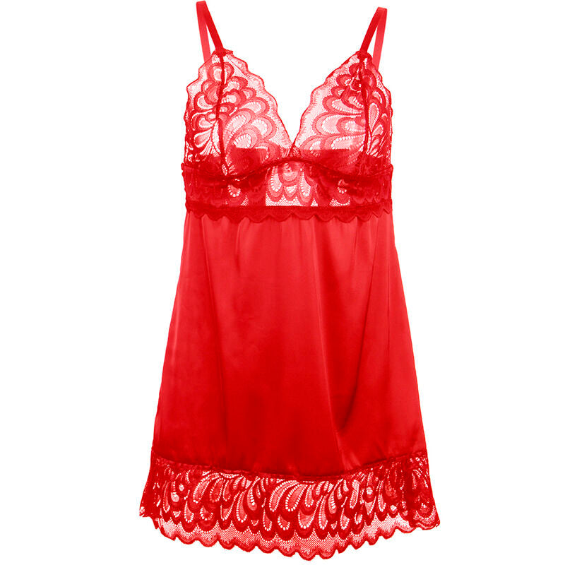 Babydoll aus Satin mit Umschlägen, rot, S/M