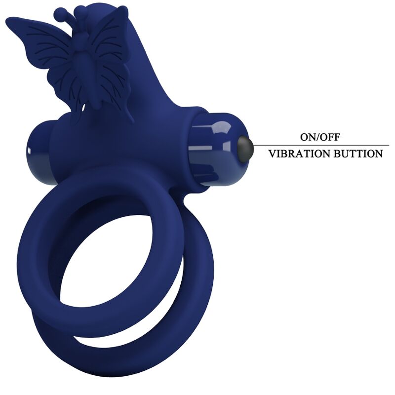 Jamele Doppelring mit Vibration und blauem Schmetterlingsstimulator