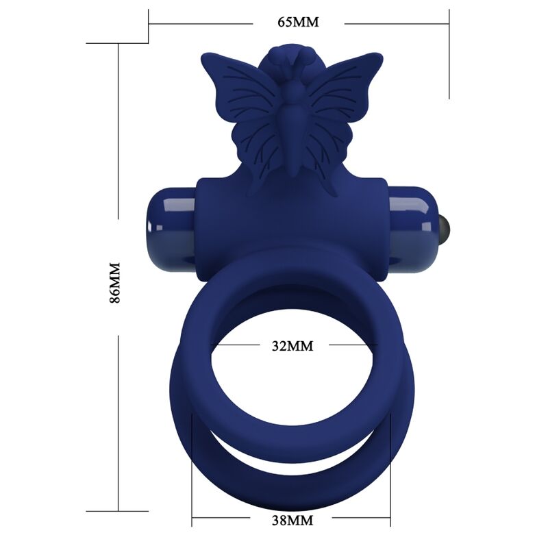 Jamele Doppelring mit Vibration und blauem Schmetterlingsstimulator