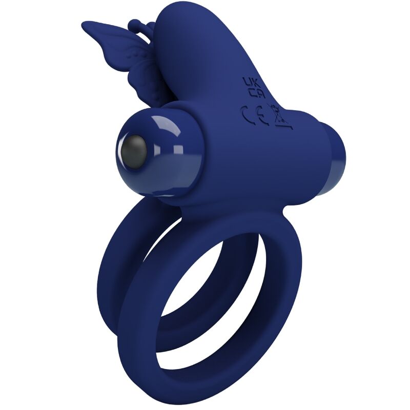 Jamele Doppelring mit Vibration und blauem Schmetterlingsstimulator