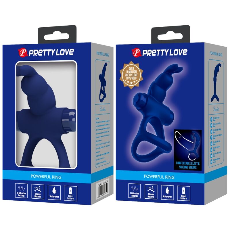 Luchito doppelt vibrierender Rabbit-Ring blau