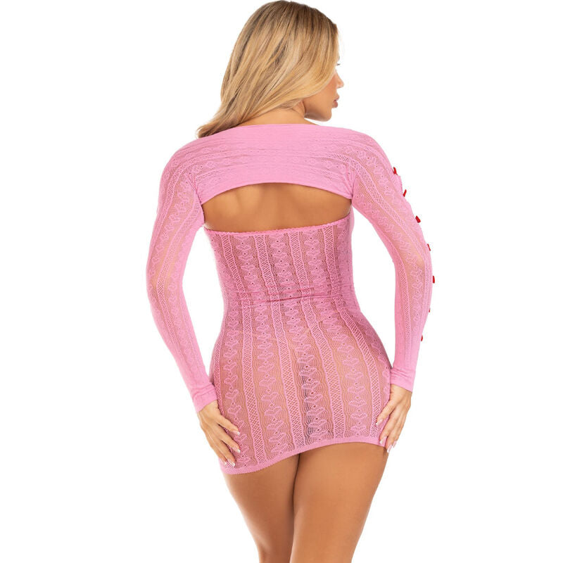 Rosa Kleid mit Herz und Schleife, Einheitsgröße