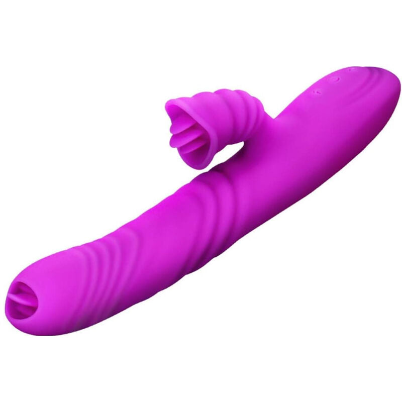Angelia Multifunktionsvibrator mit Doppelzunge und Wärmeeffekt lila