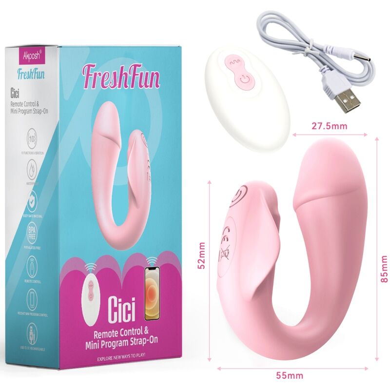 Freshfun Cici Step-On Vibrator Fernbedienung &amp; App 10 Vibrationen Pink