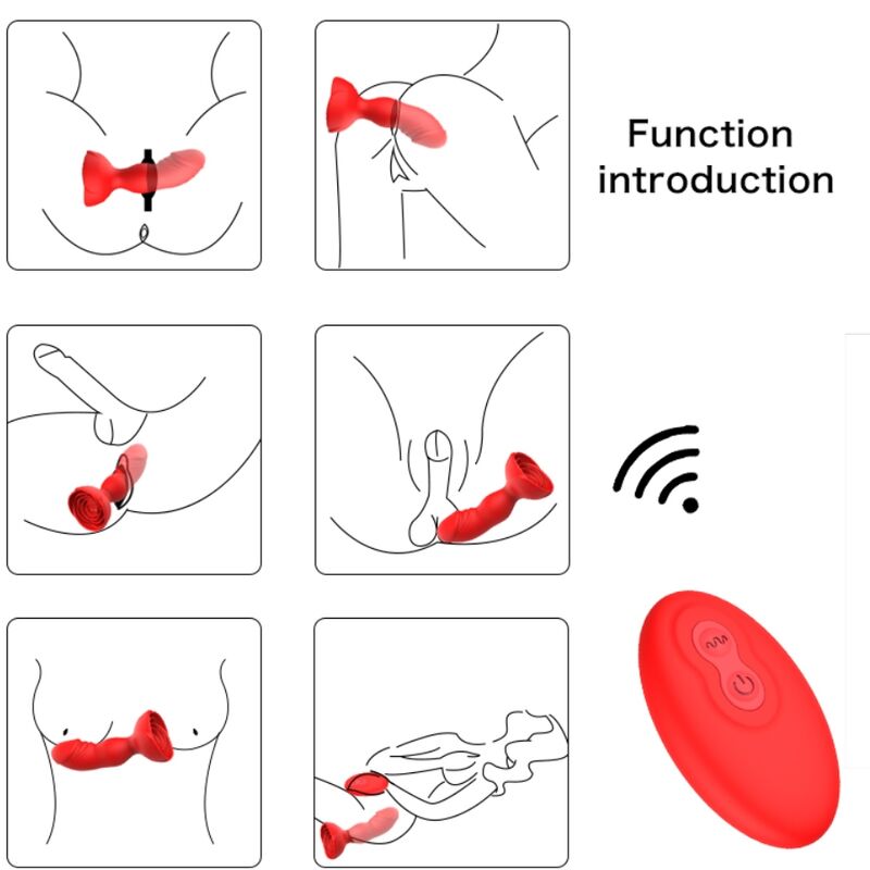 Extreme Bloom Pink Vibrator und roter Analplug mit Fernbedienung