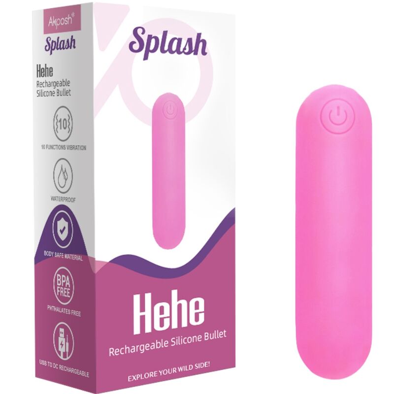 Splash hehe Silikon-Bullet-Vibrator 10 Vibrationen 65 x 15 cm rosa
