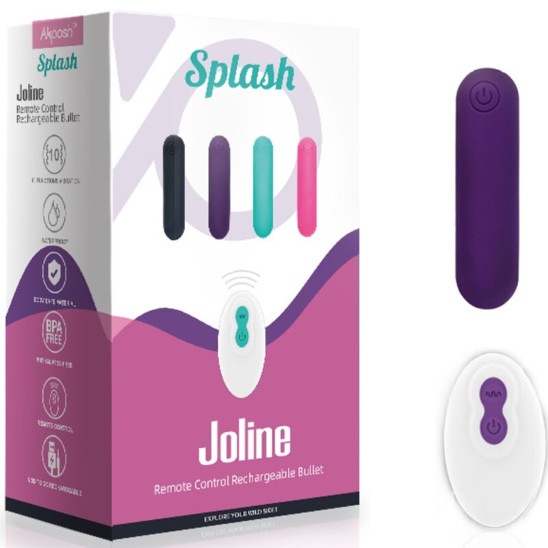 Splash Joliene Fernbedienungs-Bullet-Vibrator, Silikon, 10 Vibrationen, 6,5 x 1,5 cm, Lila