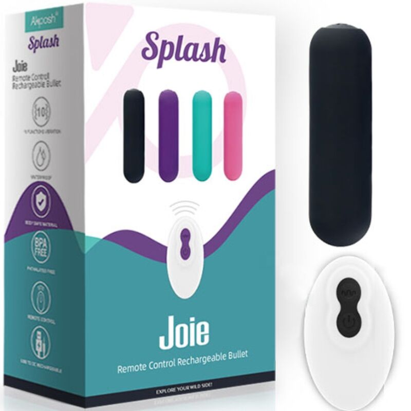 Splash Joie Bullet Vibrator Fernbedienung Silikon 10 Vibrationen 75 x 19 cm schwarz