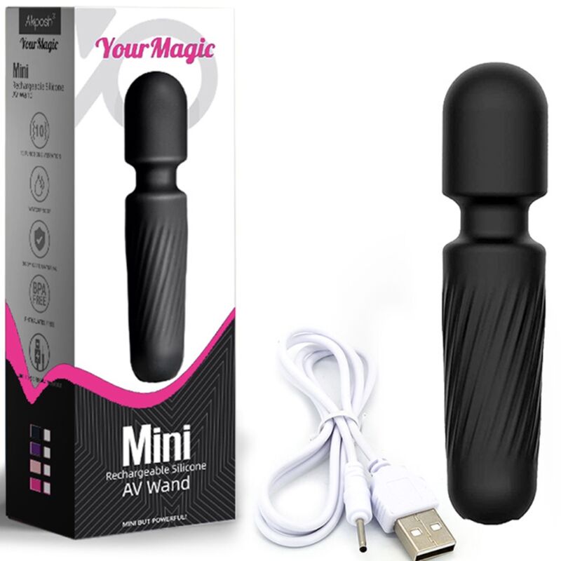 Ihr magischer wiederaufladbarer Massager &amp; Vibrator 10 Vibrationen schwarz