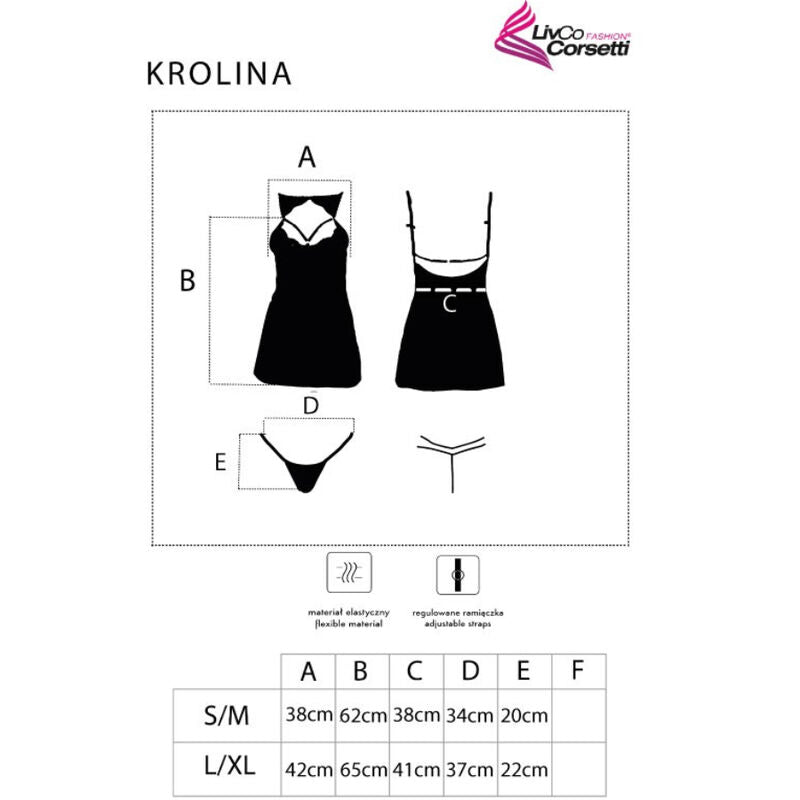 Krolina lc 90734 Hemd + Tanga schwarz s/m