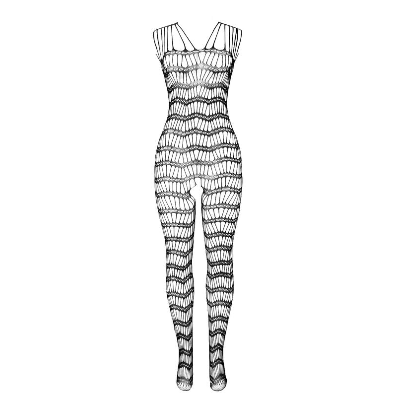 951696 offener Netz-Bodystocking mit Trägern schwarz Einheitsgröße