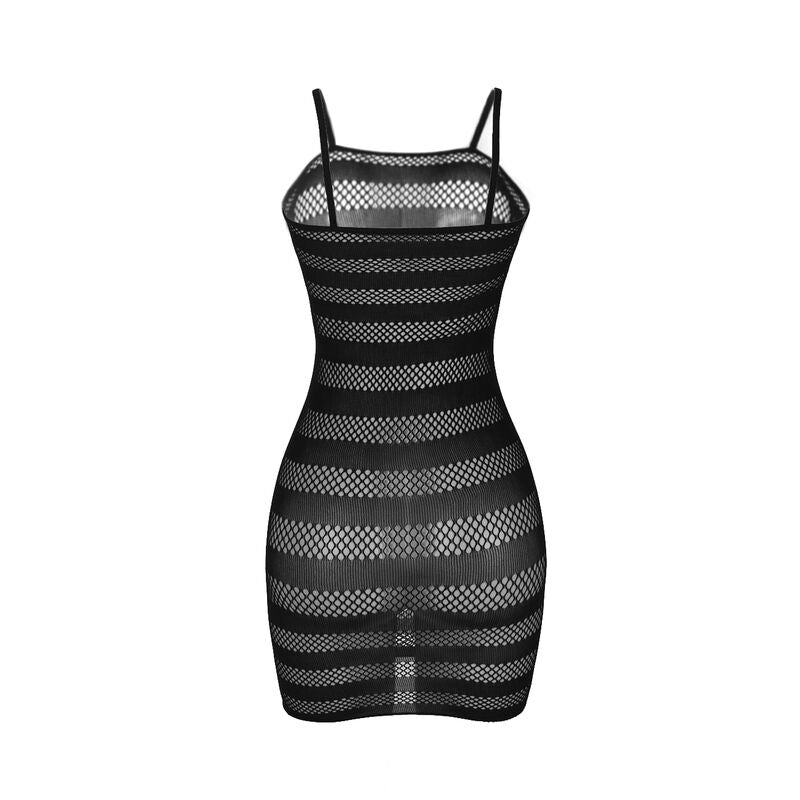 951733 schwarz gestreiftes Netzkleid Einheitsgröße