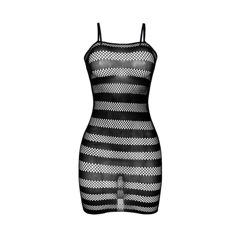 951733 schwarz gestreiftes Netzkleid Einheitsgröße