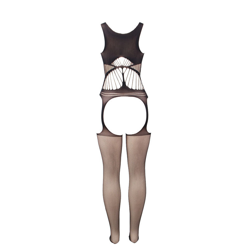 951900 Netz-Bodystocking ohne Fell mit Muschel und offenen Schultern schwarz Einheitsgröße