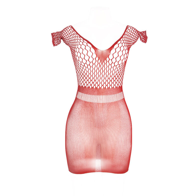 951924 rotes Häkel-Kurzkleid Einheitsgröße