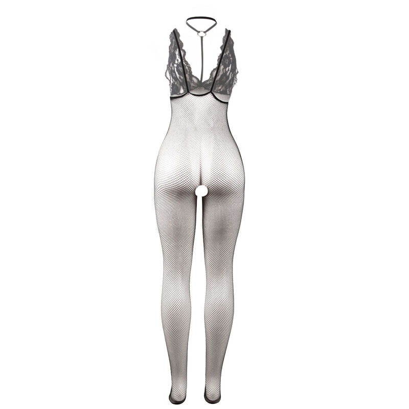 951993 schwarzer transparenter Netz-Bodystocking ohne Fell Einheitsgröße
