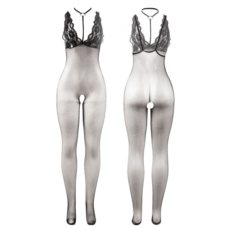 951993 schwarzer transparenter Netz-Bodystocking ohne Fell Einheitsgröße