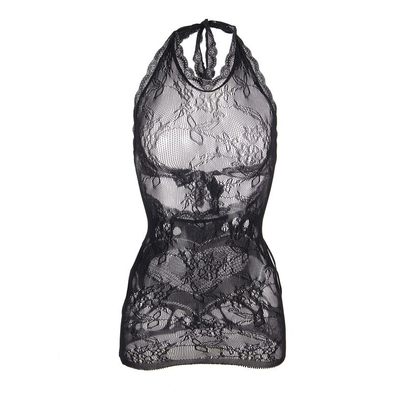 952075 kurzes Netzkleid mit Rückendetail und schwarzem Herz Einheitsgröße