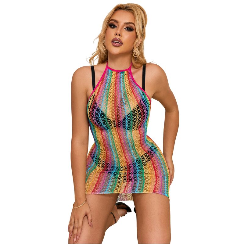 952341 Regenbogen-Netzkleid, Einheitsgröße
