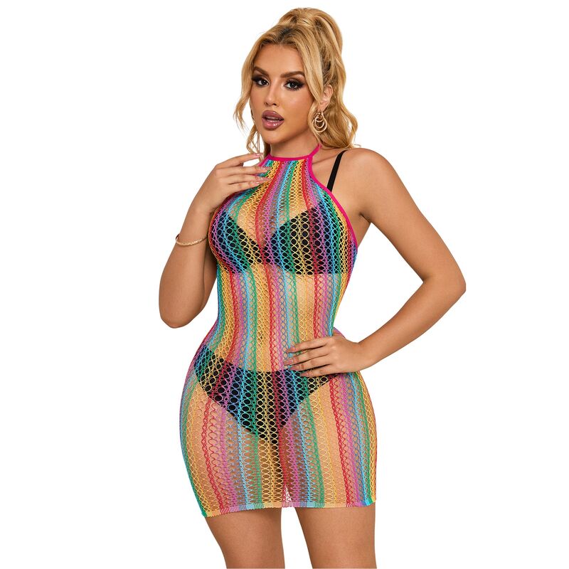 952341 Regenbogen-Netzkleid, Einheitsgröße
