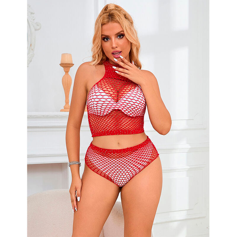 952402 Netzstrumpfhose mit rosa Diamanten, Einheitsgröße