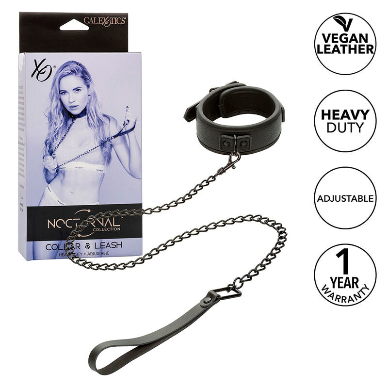 Nachtaktives schwarzes verstellbares Lederhalsband und Leine