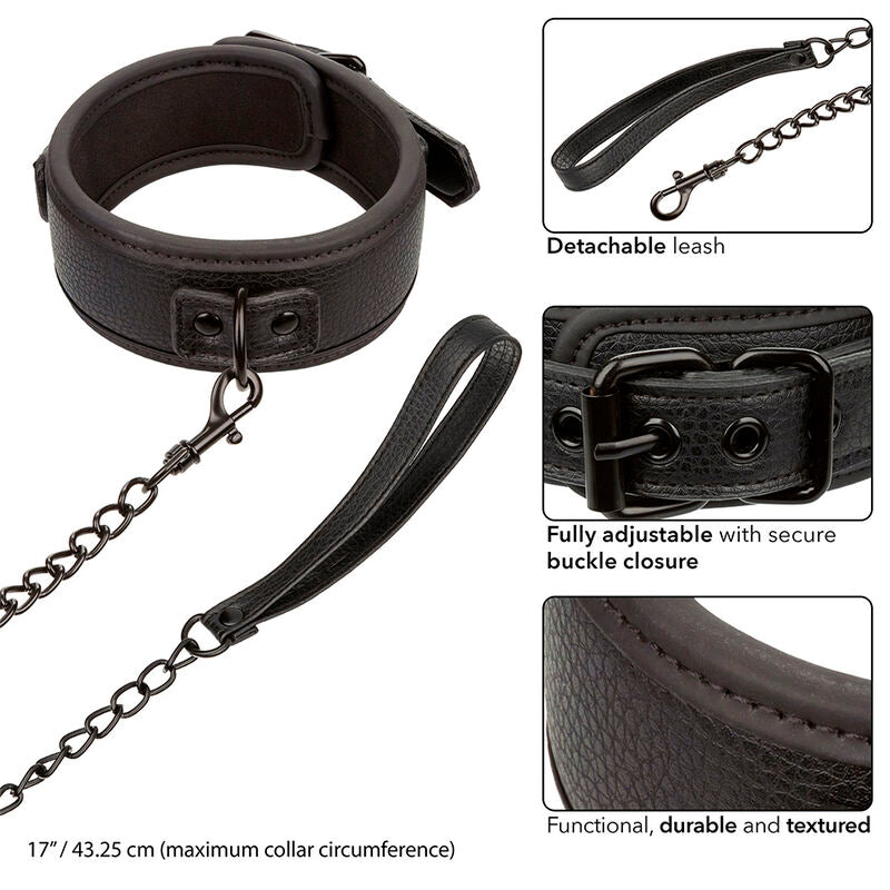 Nachtaktives schwarzes verstellbares Lederhalsband und Leine