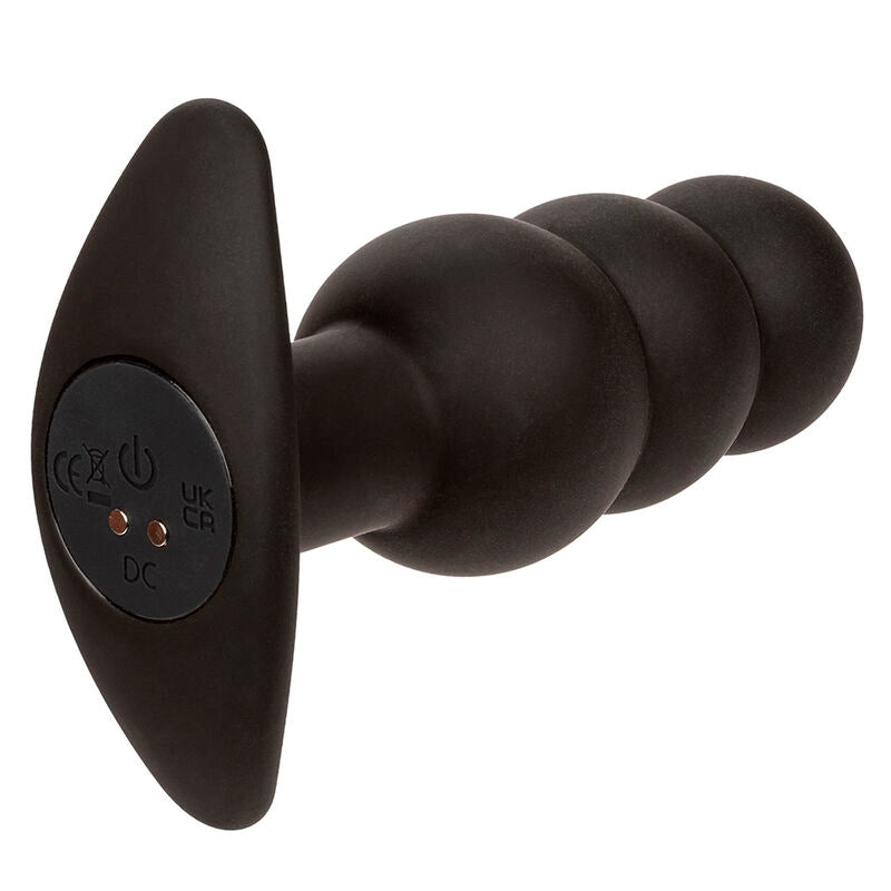Rock Bottom Analplug mit Perlen, 10 Vibrationen, schwarzes Silikon