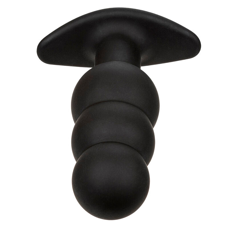 Rock Bottom Analplug mit Perlen, 10 Vibrationen, schwarzes Silikon