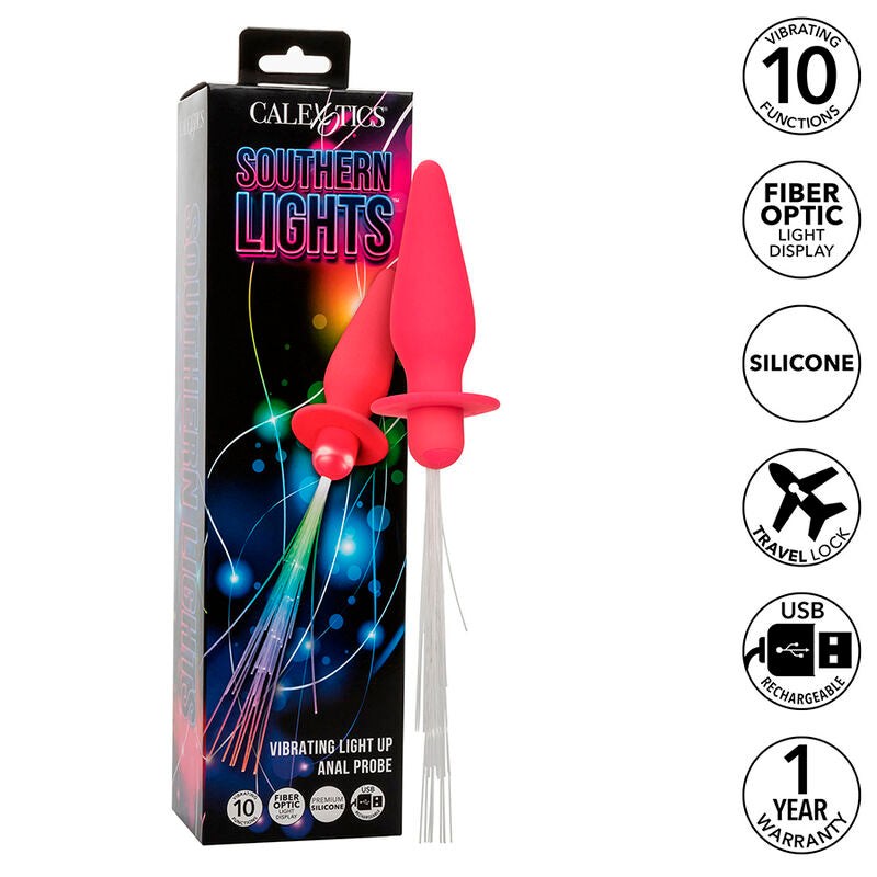 Southern Lights leuchtender Analplug 10 Vibrationen rosa Silikon