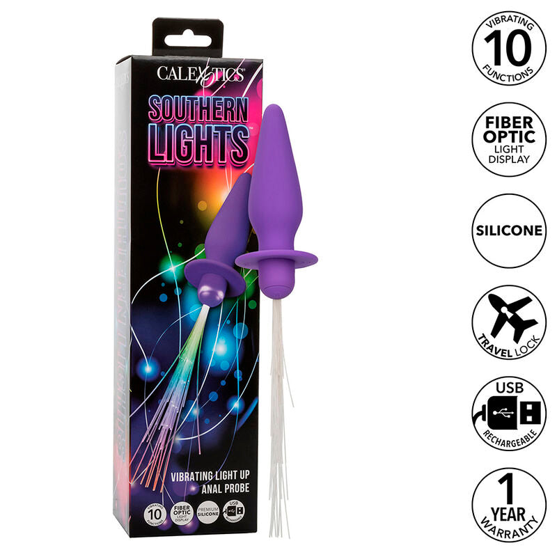 Southern Lights leuchtender Analplug 10 Vibrationen Silikon lila